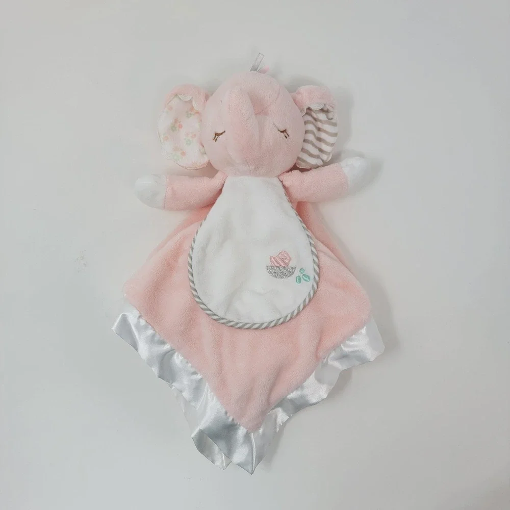 Douglas Baby Soft Pink Elephant Lovey Plush Security Blanket Satin Edge